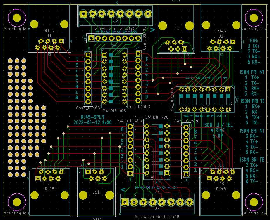 Image of a 2 layer PCB in KiCAD